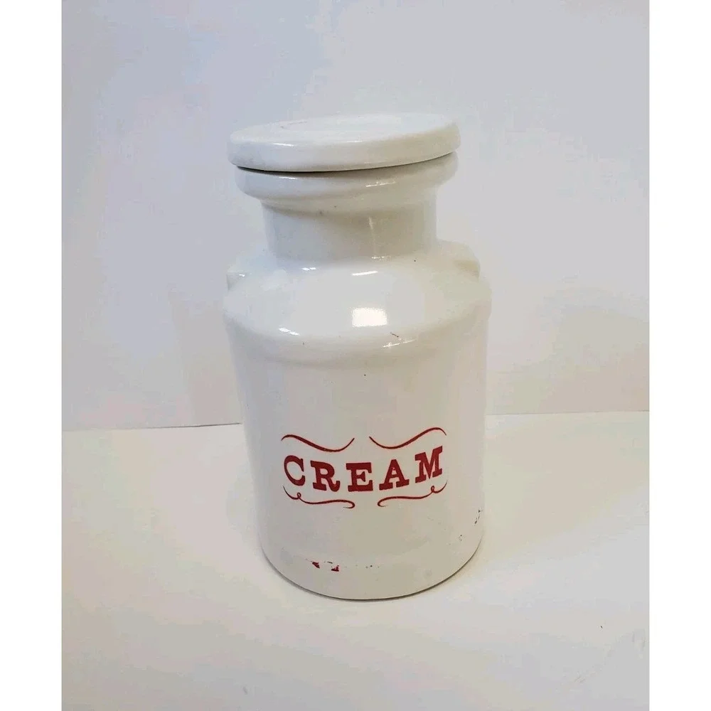 Vintage Farmhouse White with Red Trim 